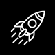Black icon of a rocket taking off