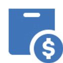 Blue shopping bag with a dollar sign icon