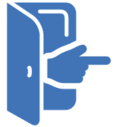 A blue illustration of an electrical outlet with a plug inserted.