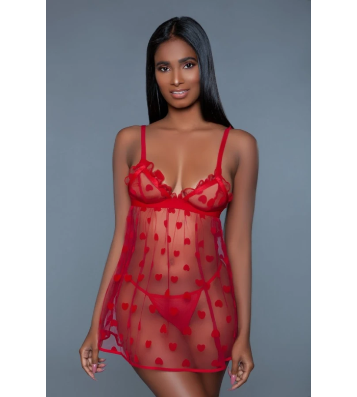 Valentine Babydoll and G-String Set