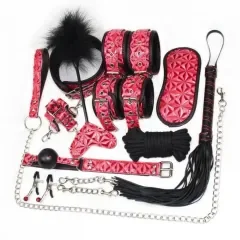 11-Piece Black & Red High Quality BDSM Bondage Kit