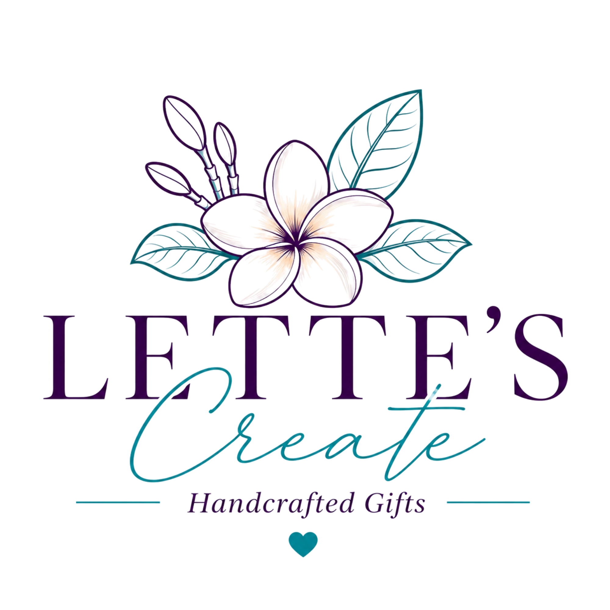 Decorative logo for a handmade gifts business, featuring a stylized flower with purple, white, and yellow petals, surrounded by colorful leaves and text that reads 'The Flowering Handcrafted Gifts.'