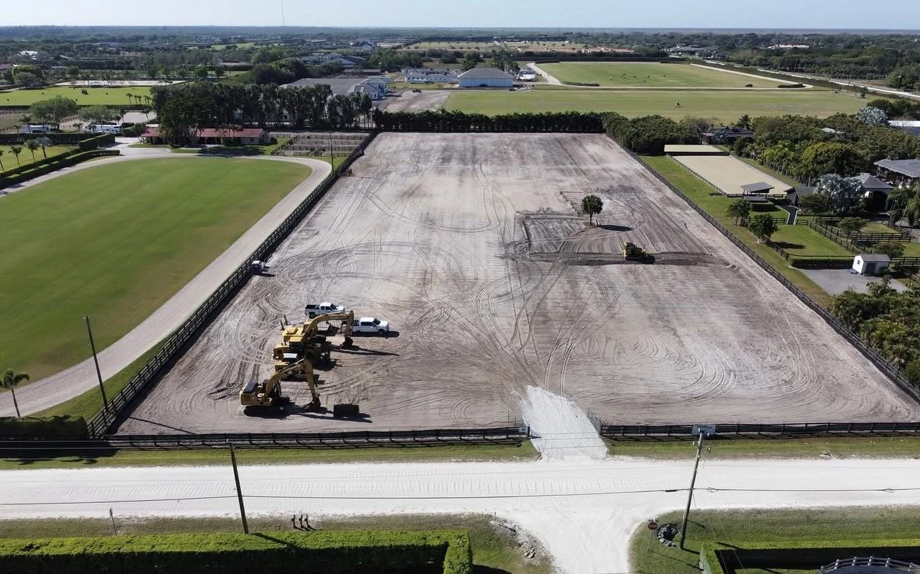 Discount Development Group excavators working on a shell construction site for an equestrian facility in Wellington, Florida.