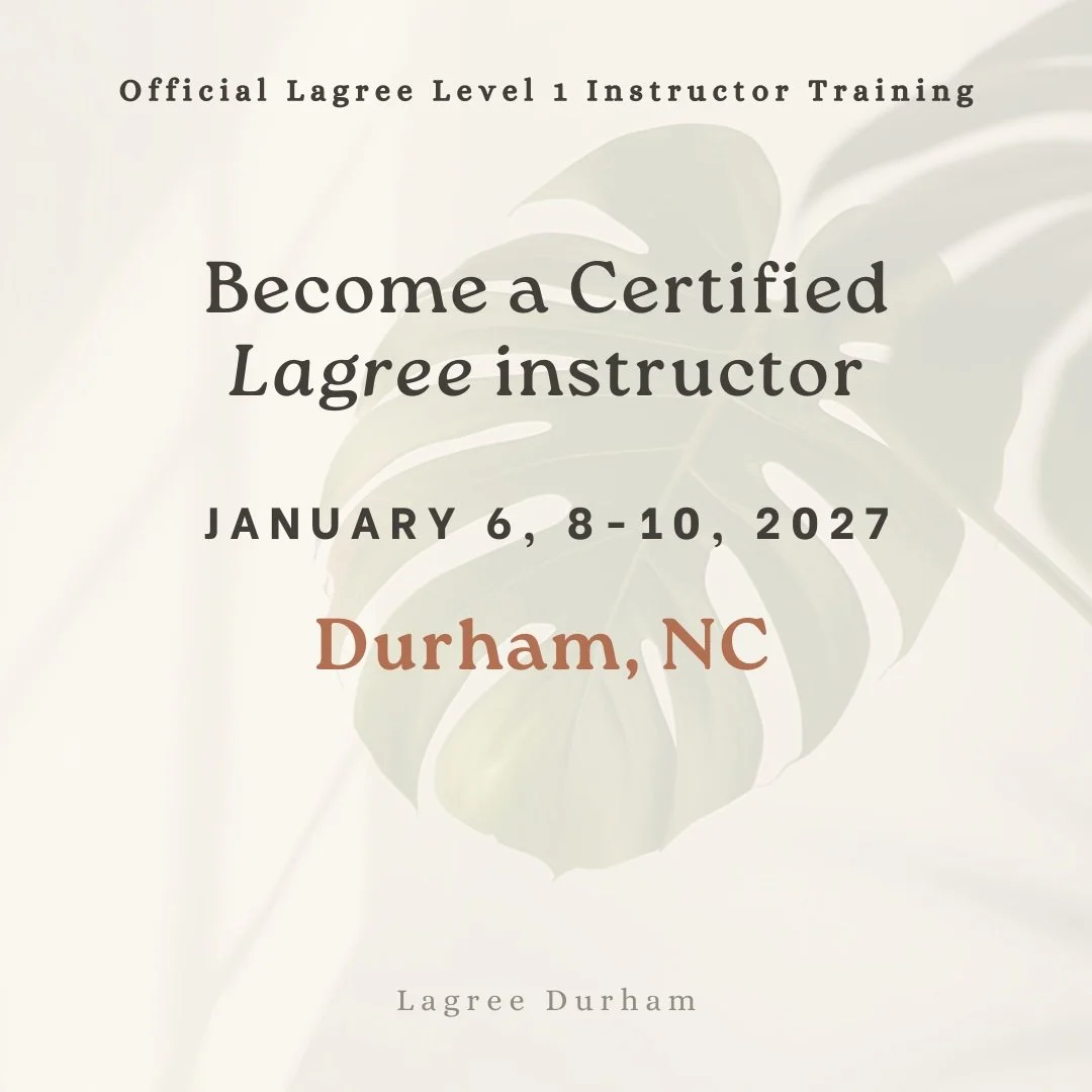 Strong studios start with exceptional instructors. 

* Lagree Durham will host an Official Lagree Level 1 Instructor Training in January 2027 with Master Trainer Briana Anderson!

Virtual session: January 6
In-studio training: January 8&ndash;10

*Wh