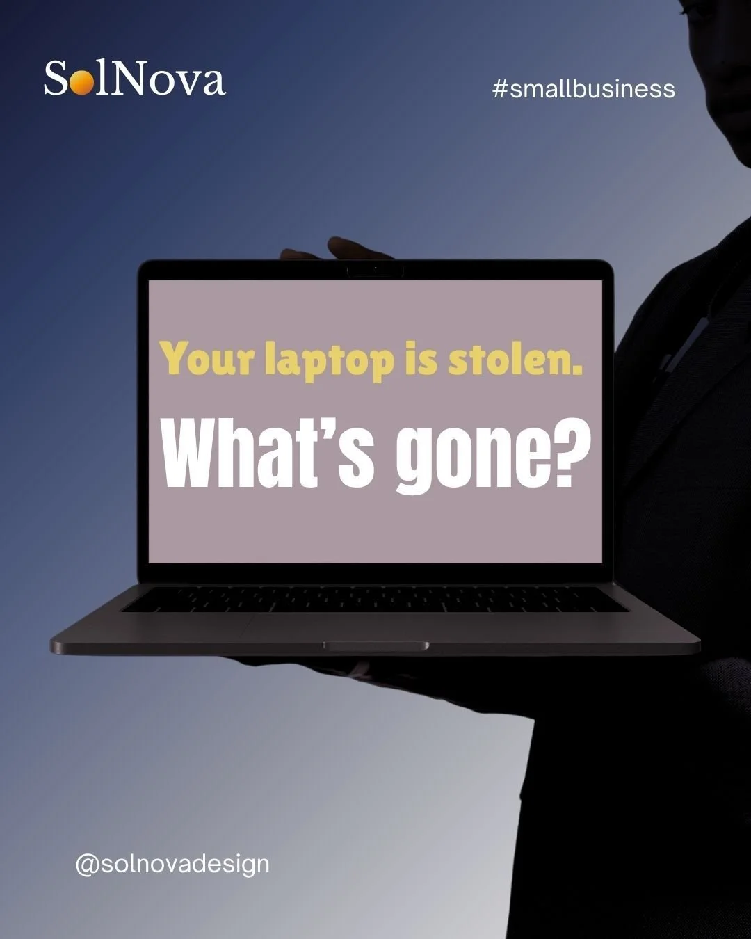 Take an inventory of your laptop's files and apps. Are there customer records? Design files? The only copy of your invoices?

Business continuity starts with knowing what you&rsquo;d lose. Make a quick list of what lives on that one device and nowher