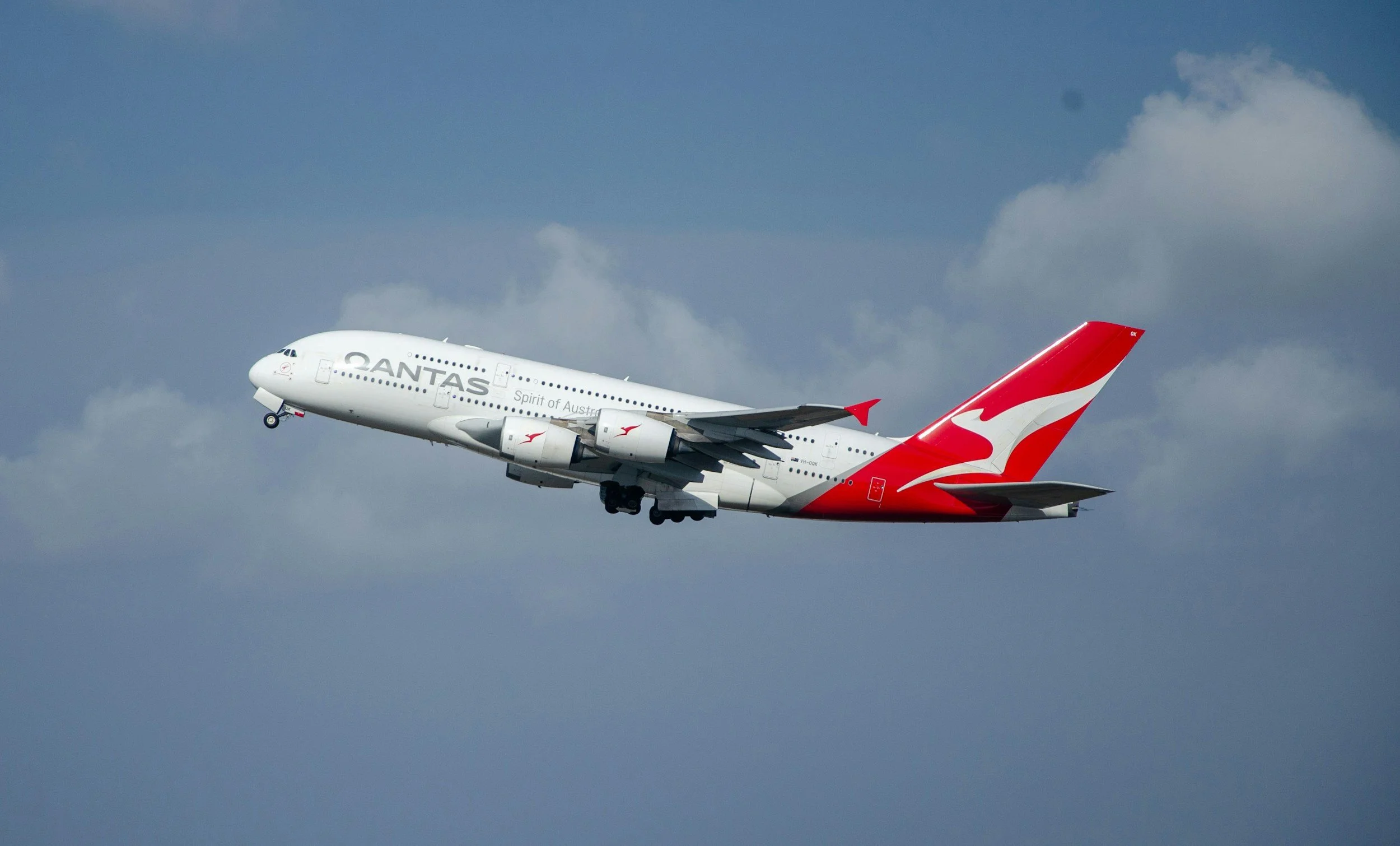 qantas plane in the sky