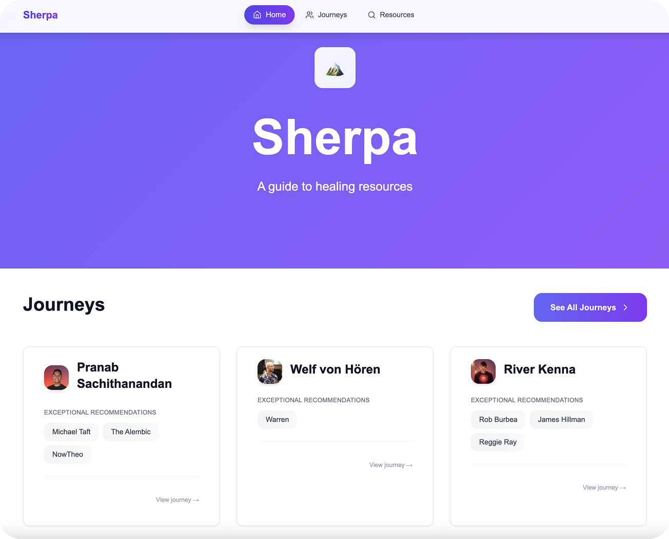 Sherpa: A Collective Database of Healing Journeys