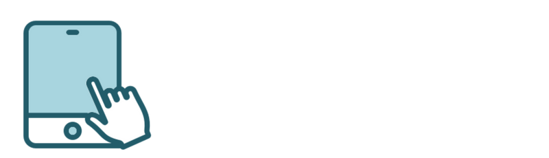 Illustration of a hand touching a smartphone screen.