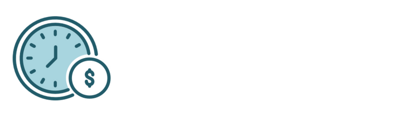 Illustration of a clock and a dollar sign, symbolizing time and money.