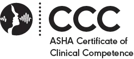Logo of the CCC with the text 'ASHA Certificate of Clinical Competence'