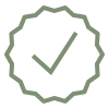 Icon of a badge with a checkmark indicating approval or certification