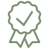 Green shield icon with a check mark inside