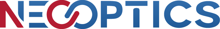 NEOPTICS logo with the text 'NEOPTICS' in blue and red letters.