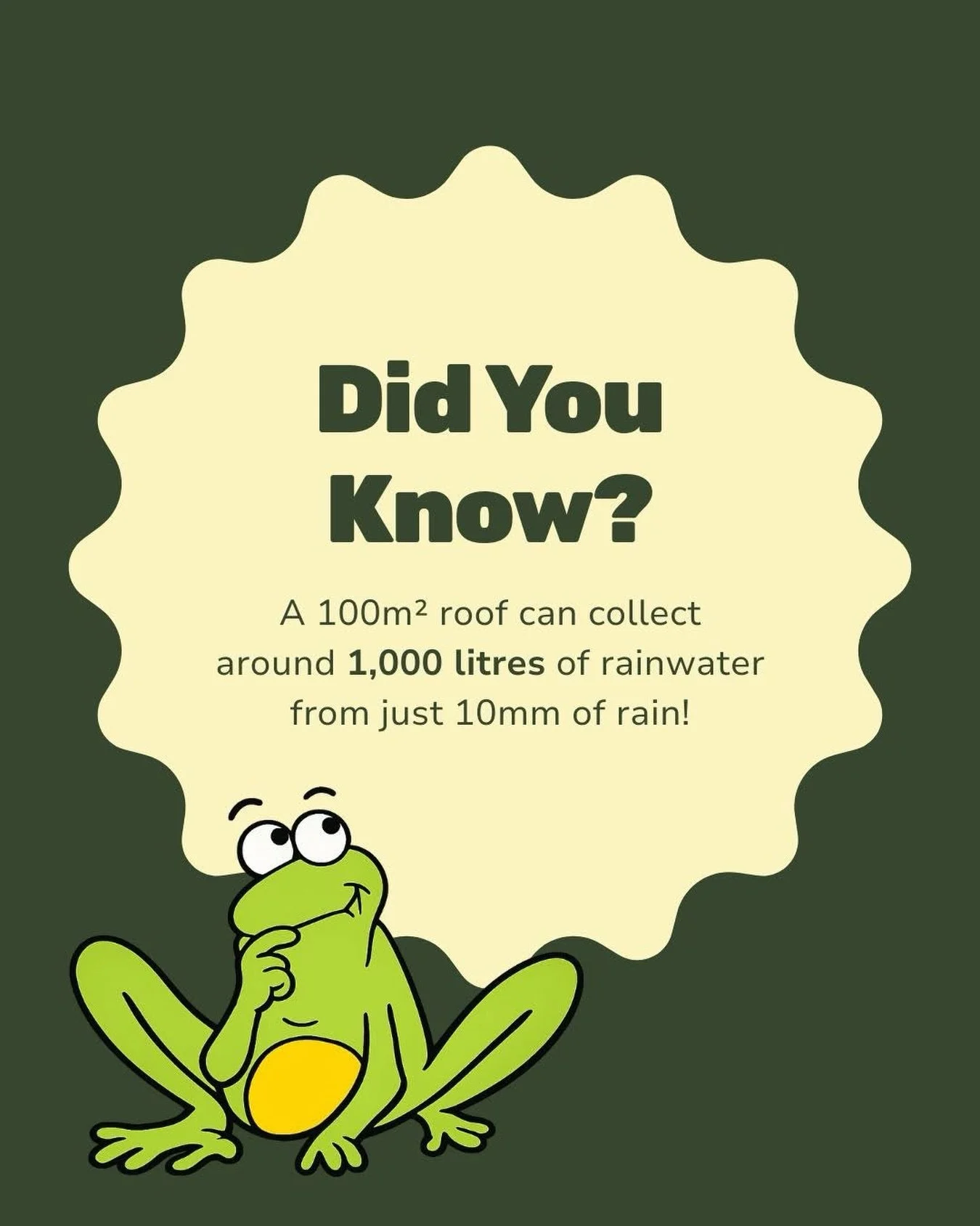 𝐃𝐢𝐝 𝐲𝐨𝐮 𝐤𝐧𝐨𝐰? 🤔

A 100m&sup2; roof can collect around 1,000 litres of rainwater from just 10mm of rain! 🌧️

That&rsquo;s why keeping your gutters, filters and water tank clean is so important ~ every drop counts.

🐸 The Watertank Cleanin