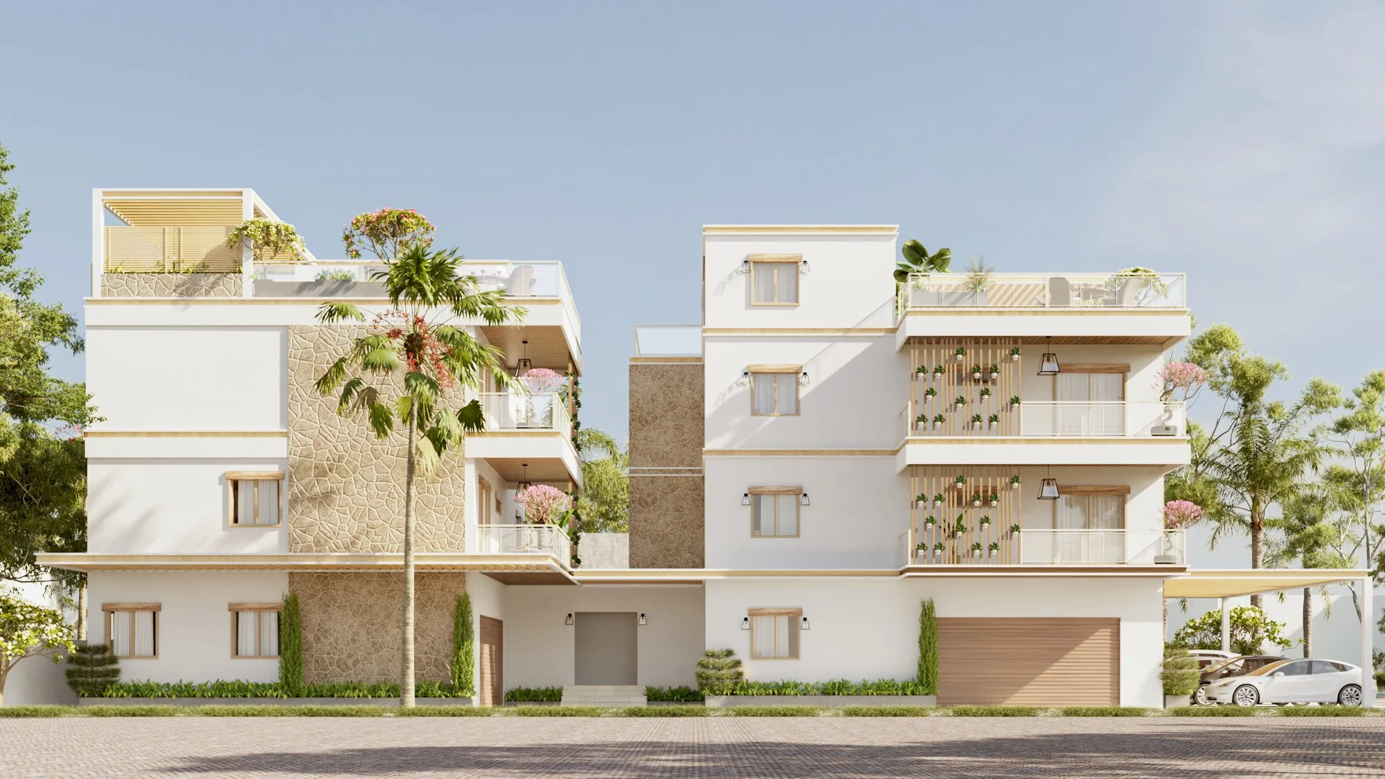 photorealistic 3D interior rendering of coastal modern home, Indian Rocks Beach, Fl