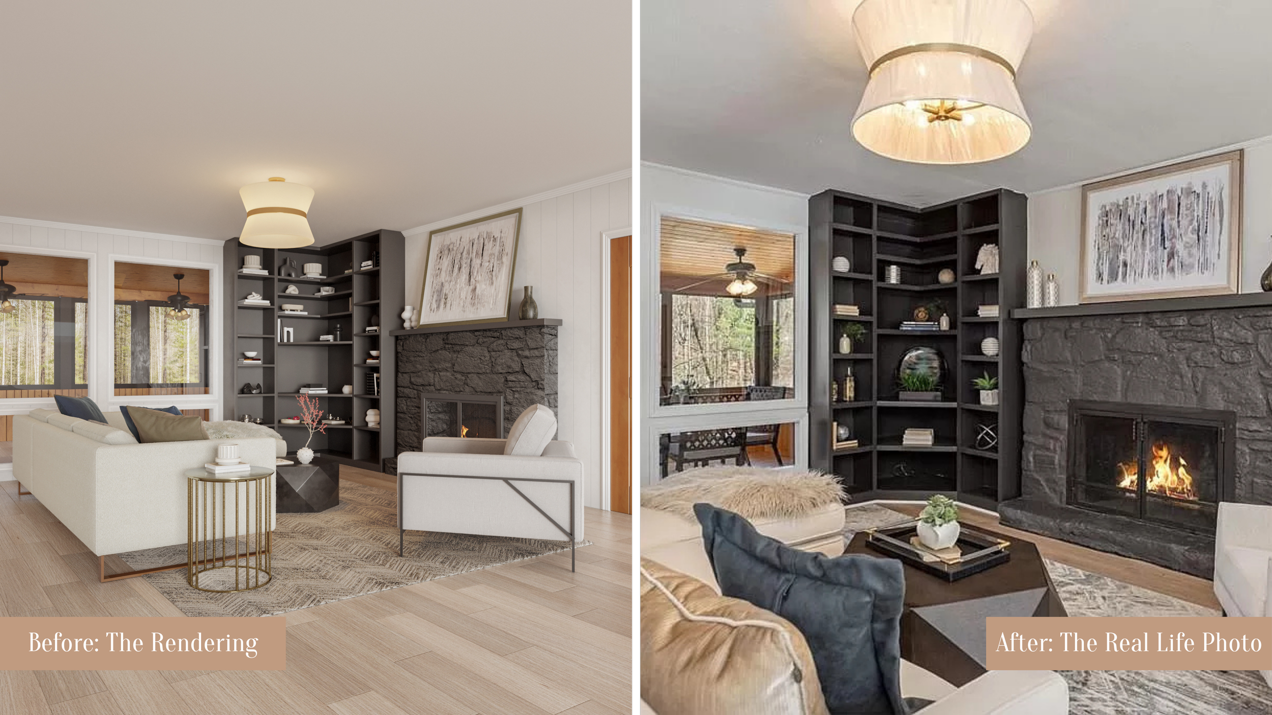 Comparison of the real life image to the rendering