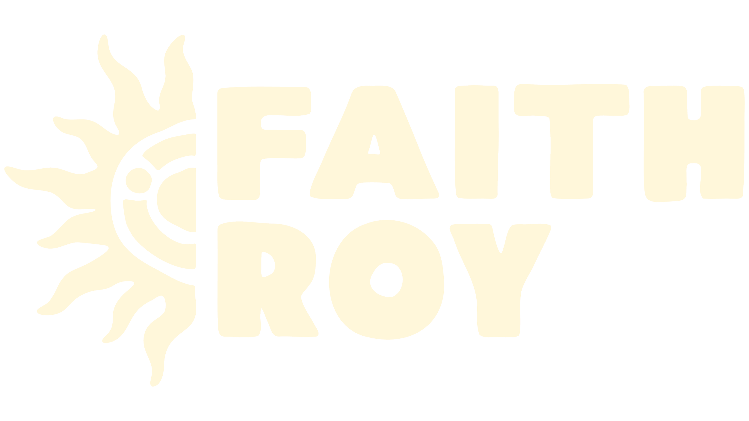 Logo for Faithe Roy featuring a sun with stylized rays and a crescent moon with stars.