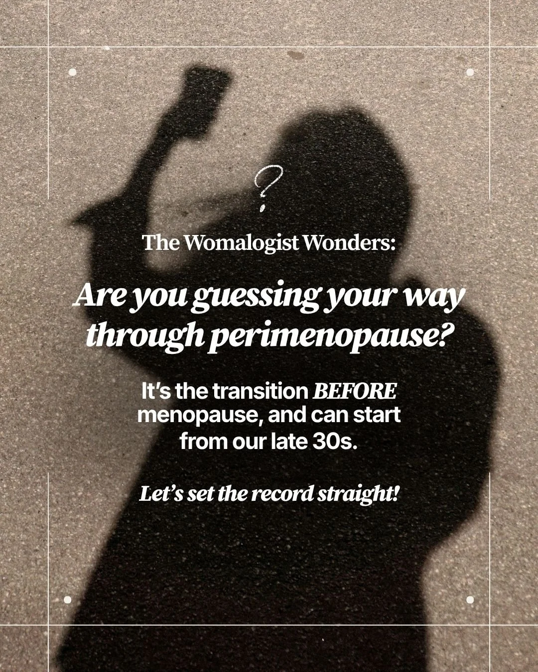 Stop guessing about perimenopause!

Beginning as early as our late 30s to early 40s, this 7 - 10 year season of hormonal shifts remains quietly swept under the rug.

This World Perimenopause Day on 11 October, we&rsquo;re breaking the silence and deb