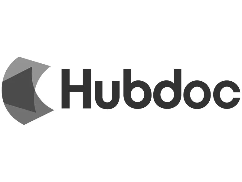 Hubdoc logo with a geometric icon resembling a document or cloud on the left.
