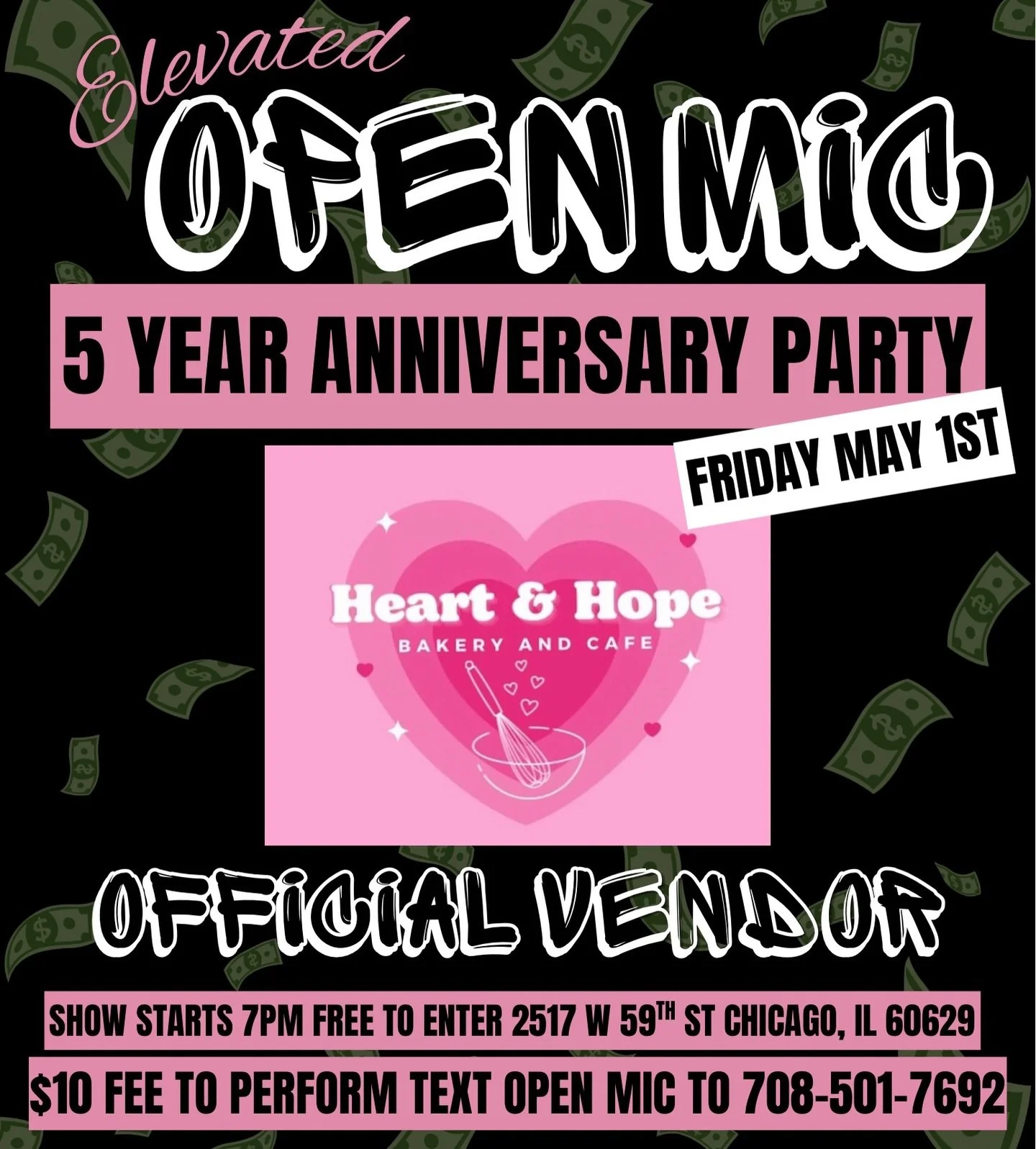 Announcing the official line up for our upcoming 5 year anniversary party!!

We got a little something for your sweet tooth with @heartandhopebakery 

Delicious sweet treats for your munchiessss

Remember that all Open Mics are 100% free to attend! T