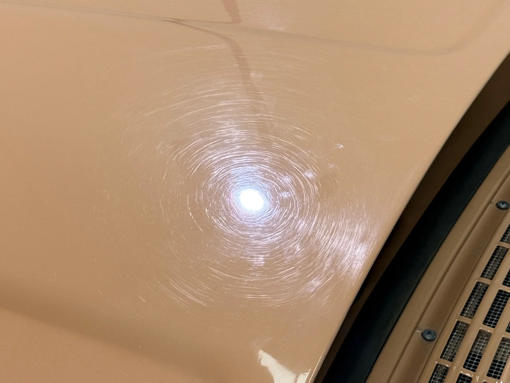 1958 Ford Fairlane bonnet before paint correction at Royal Automotive Care Gold Coast
