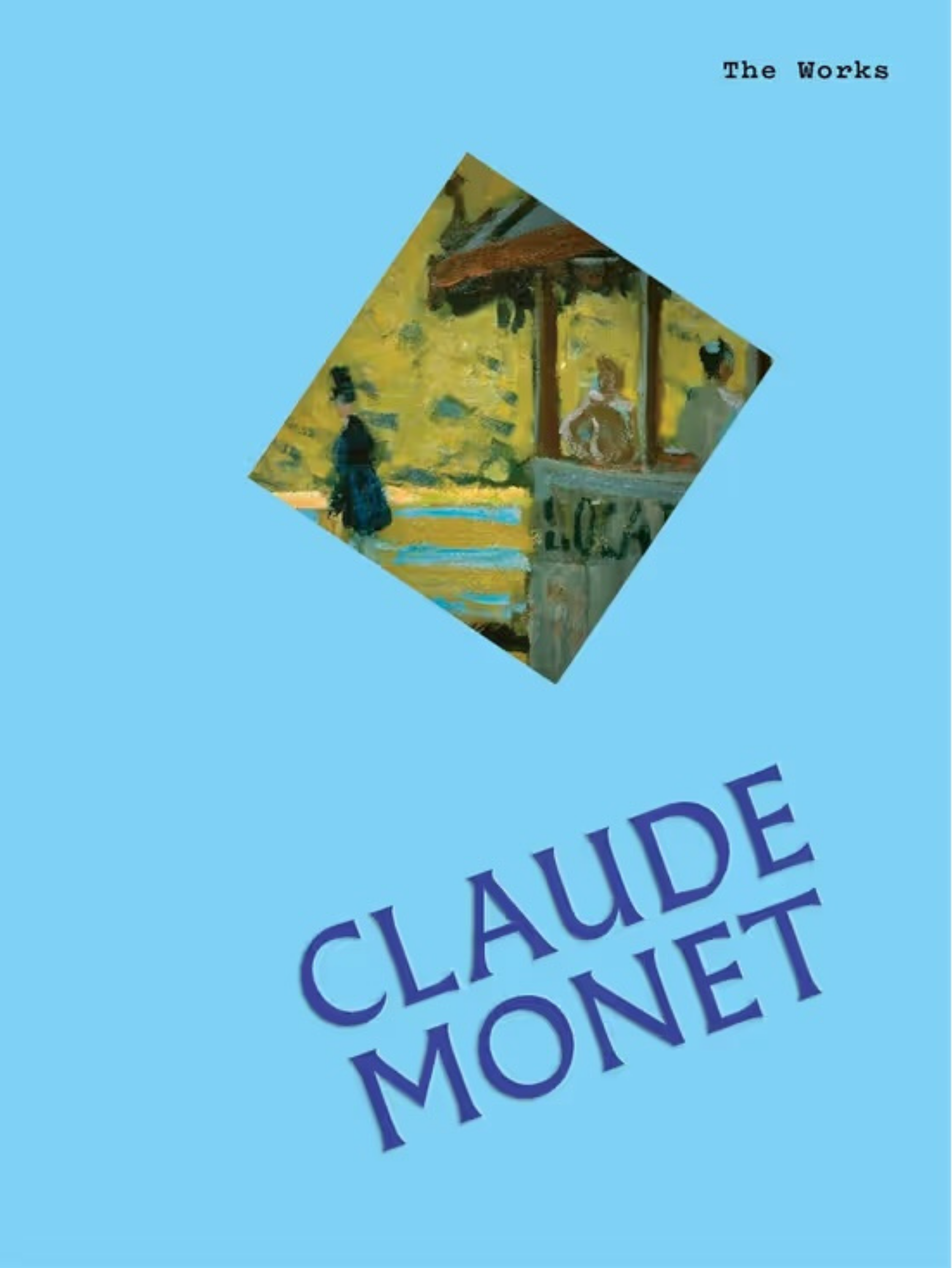 Cover of a book titled "The Works" featuring a painting of a woman sitting near a fountain and a person walking nearby, with yellow autumn trees in the background.