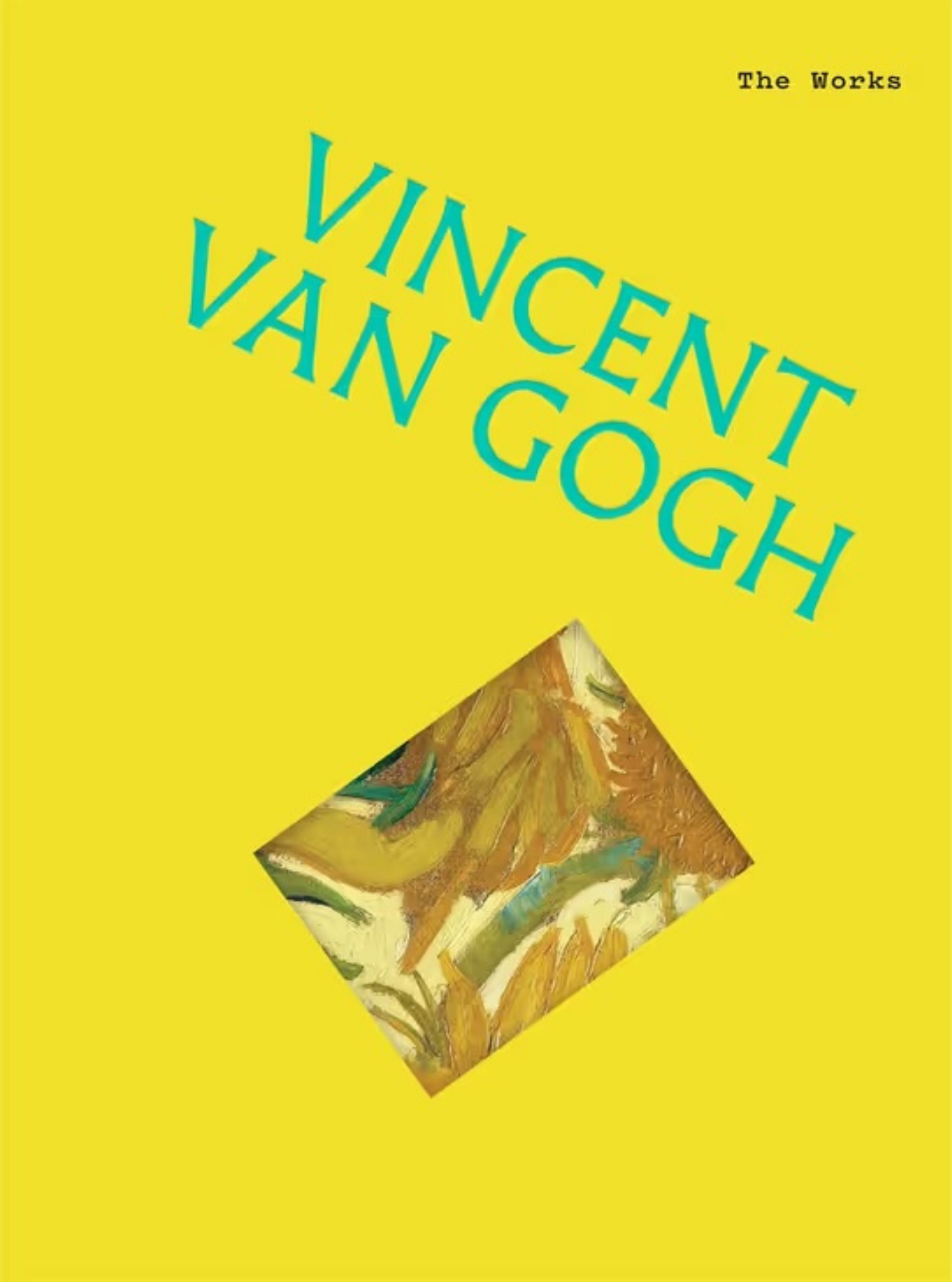 Yellow background with a colorful painted pyramid and the text 'The Works' and 'VINCENT VAN GOGH' in blue uppercase letters.