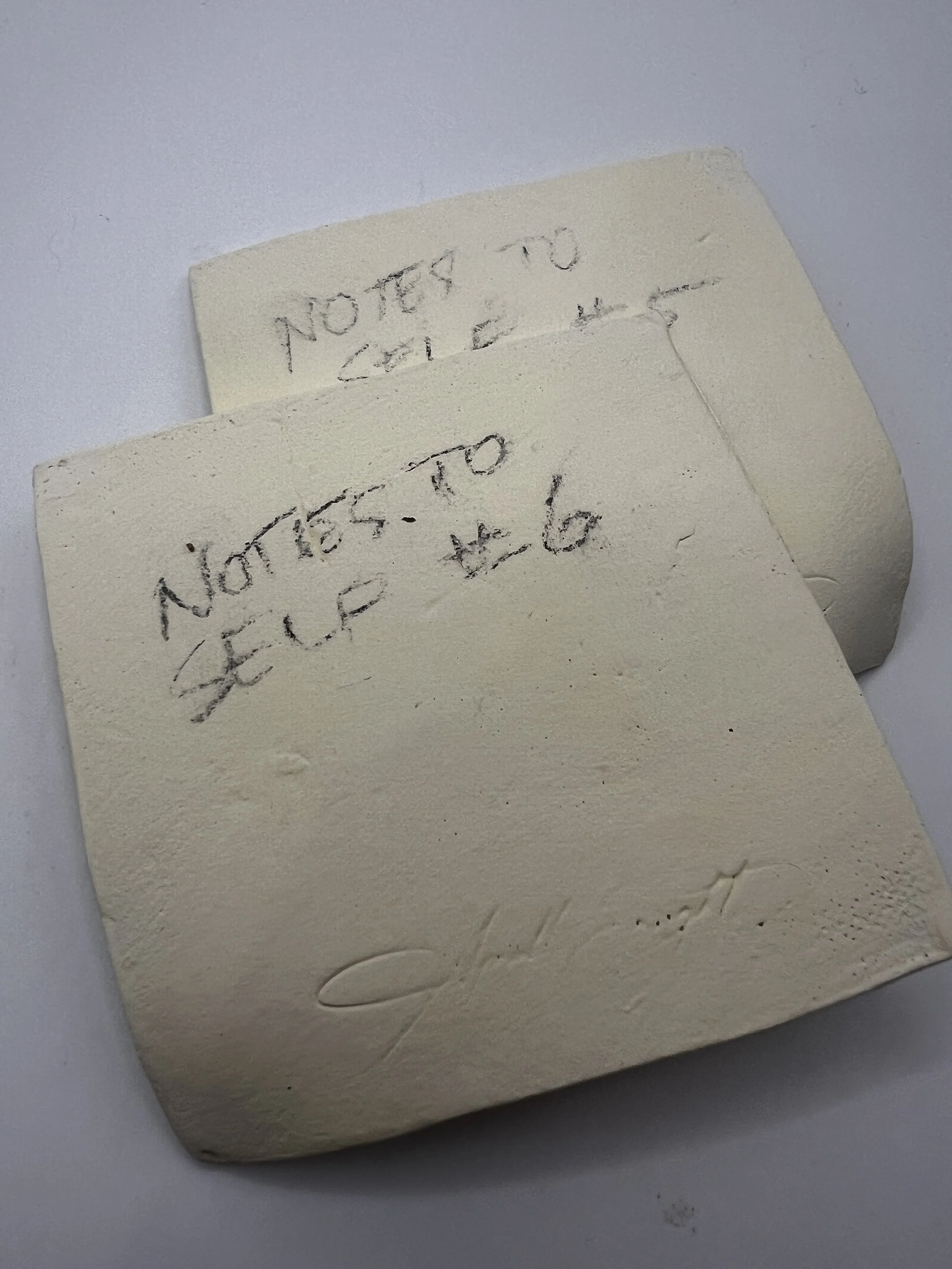 Numbered one-off ceramic note from the Notes by Request series