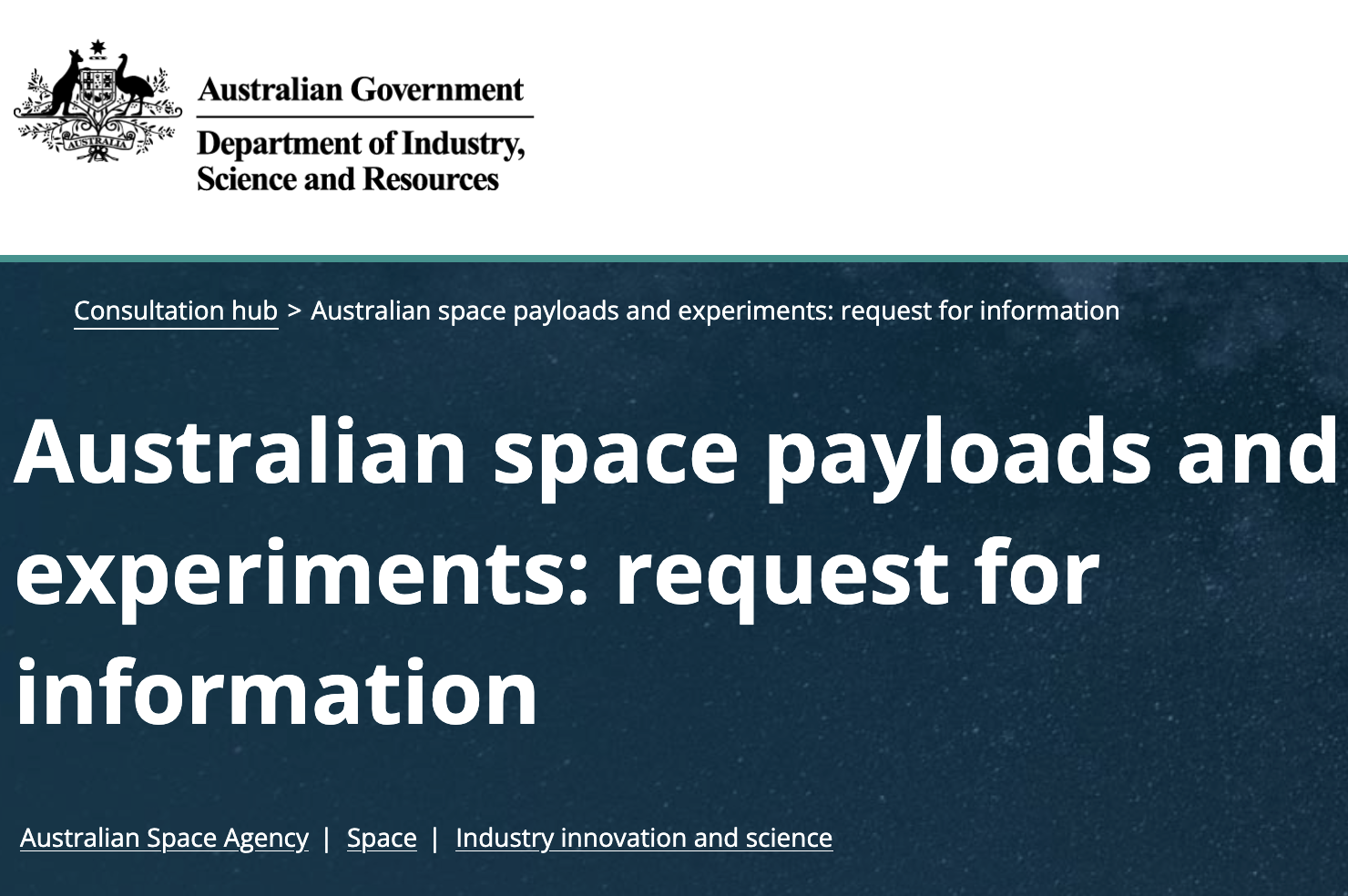 Australian space payloads and experiments: request for information