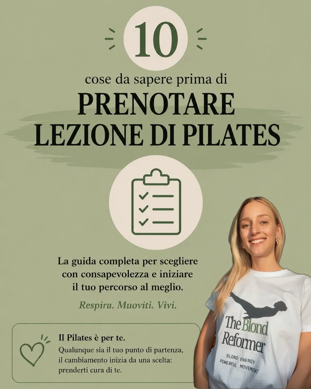 🇮🇹 10 cose da sapere per arrivare preparati alla prima lezione di pilates

Partiamo dalle basi.
Ma cos&rsquo;&egrave; davvero il Pilates?

Il Pilates non &egrave; solo esercizio fisico: &egrave; un metodo che unisce corpo, mente e consapevolezza.
T