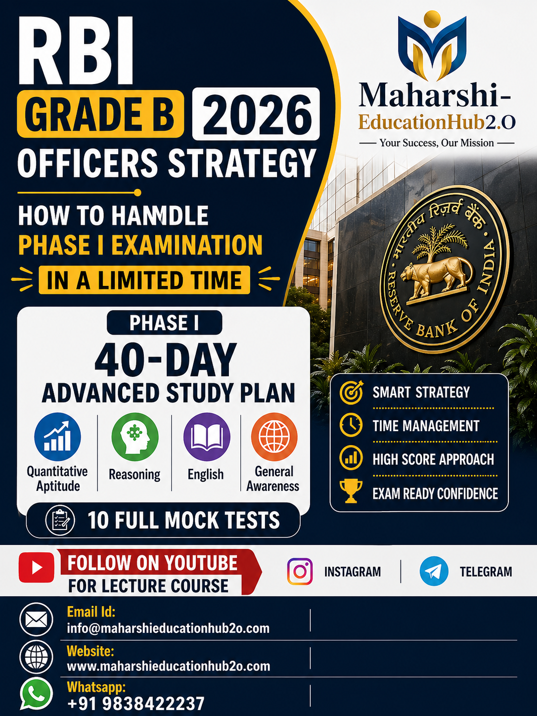 RBI Grade B 2026 Phase I 40-Day Study Plan