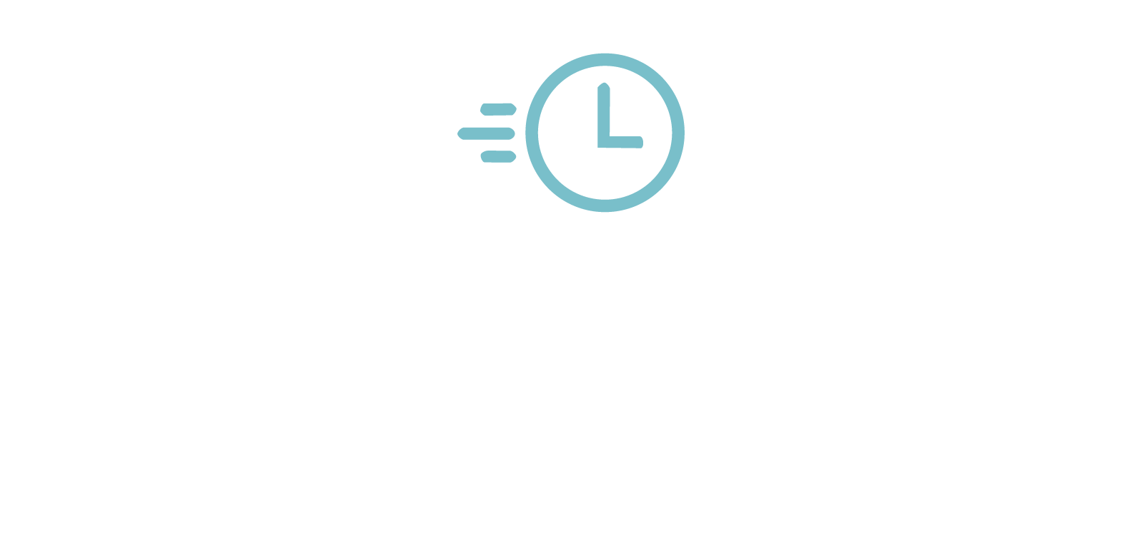 Icon of a clock with speed lines indicating quickness, next to bold text stating "1-HOUR RESPONSE TIME", and smaller text saying "Fast response times when you need it most".