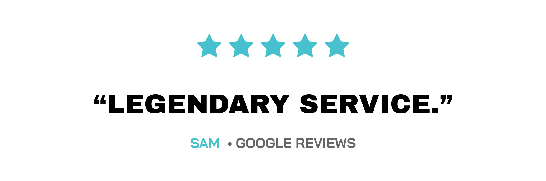 Five-star review graphic with the name SAM and the text Google Reviews.