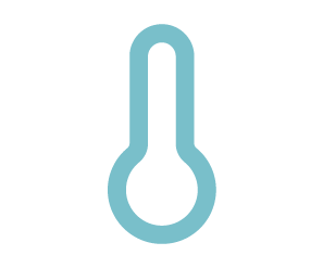 A simple blue outline of a thermometer.