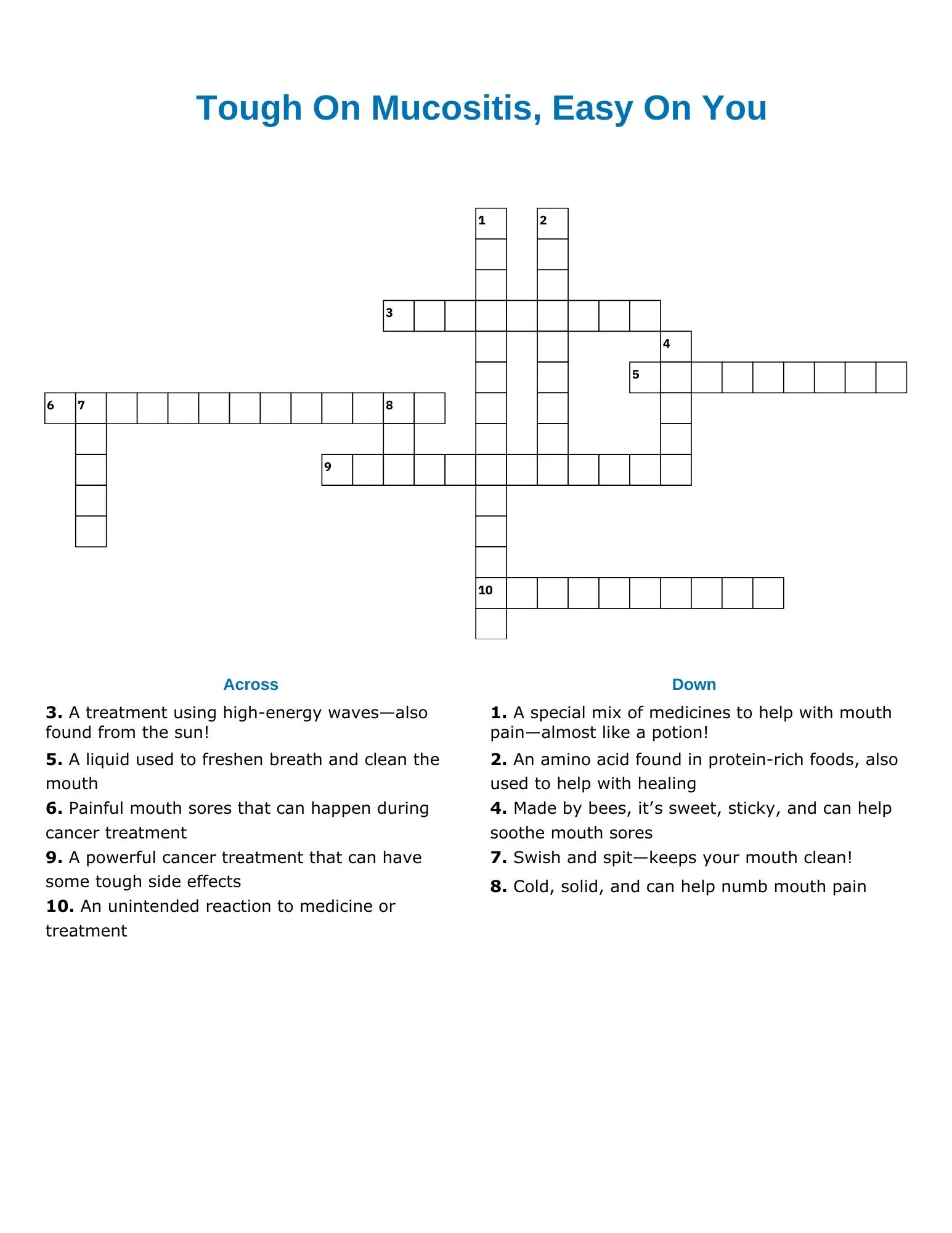 Mucositis Crossword