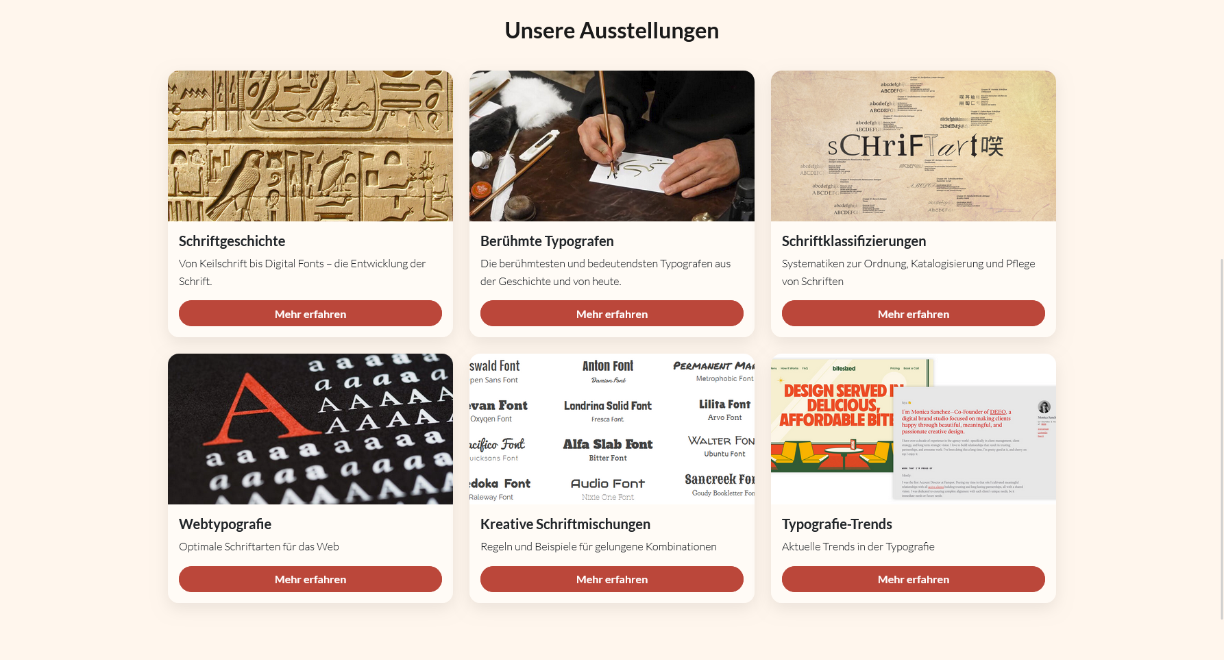 Startseite Virtuelles Schriftmuseum Desktopansicht