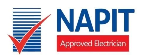 NAPIT logo with a red checkmark and the text 'NAPIT Approved Electrician'
