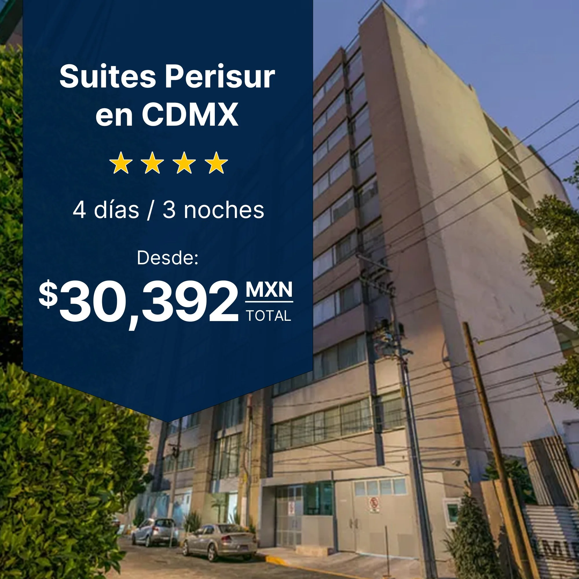 Suites Perisur CDMX — master suite cerca del Estadio Azteca FIFA 2026 con traslado desde $30,392 MXN, 4 días 3 noches