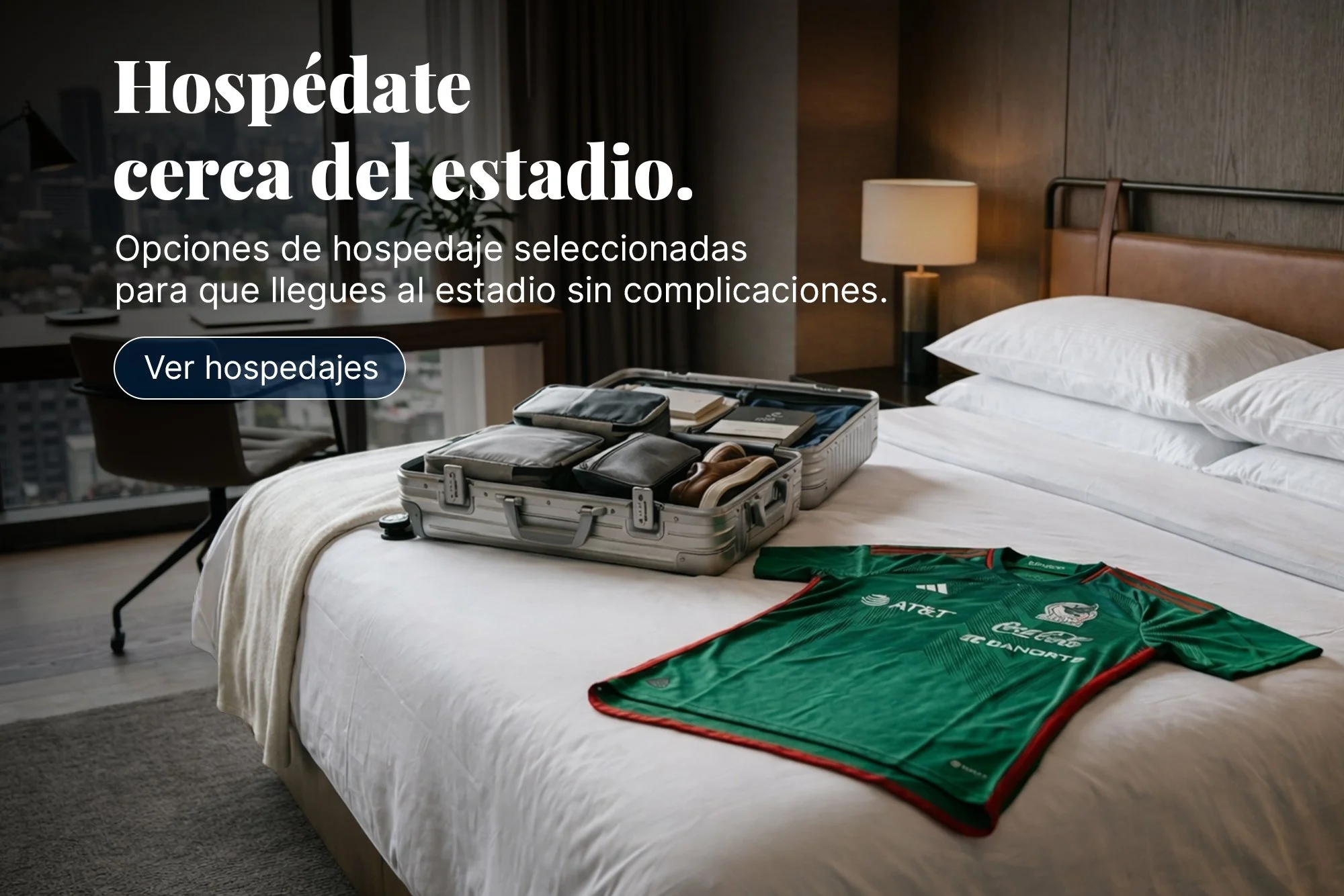Opciones de hospedaje seleccionadas para que llegues al estadio sin complicaciones.