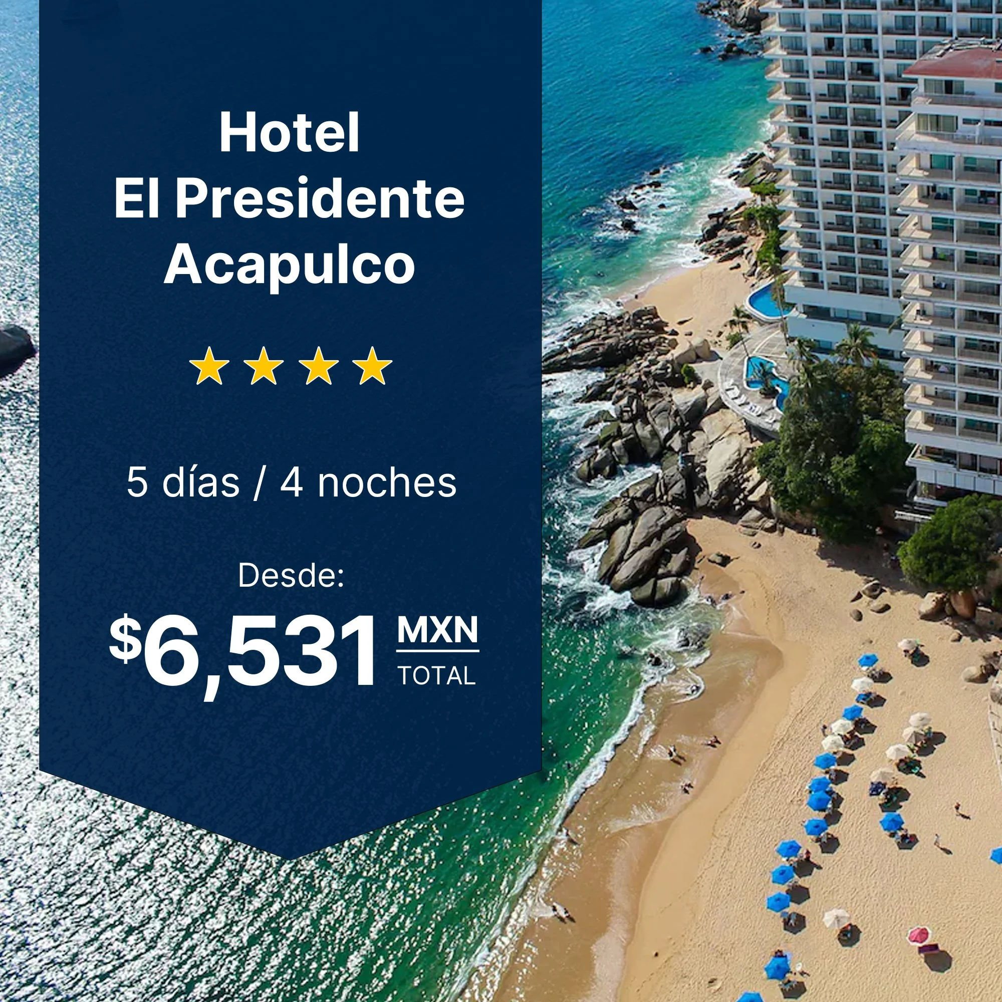 Hotel El Presidente Acapulco plan parejas habitación estándar doble vista Costera 4 noches Club Deportivo desde $6,531