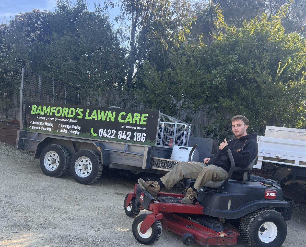 this picture shows the trailer and the owner of the business