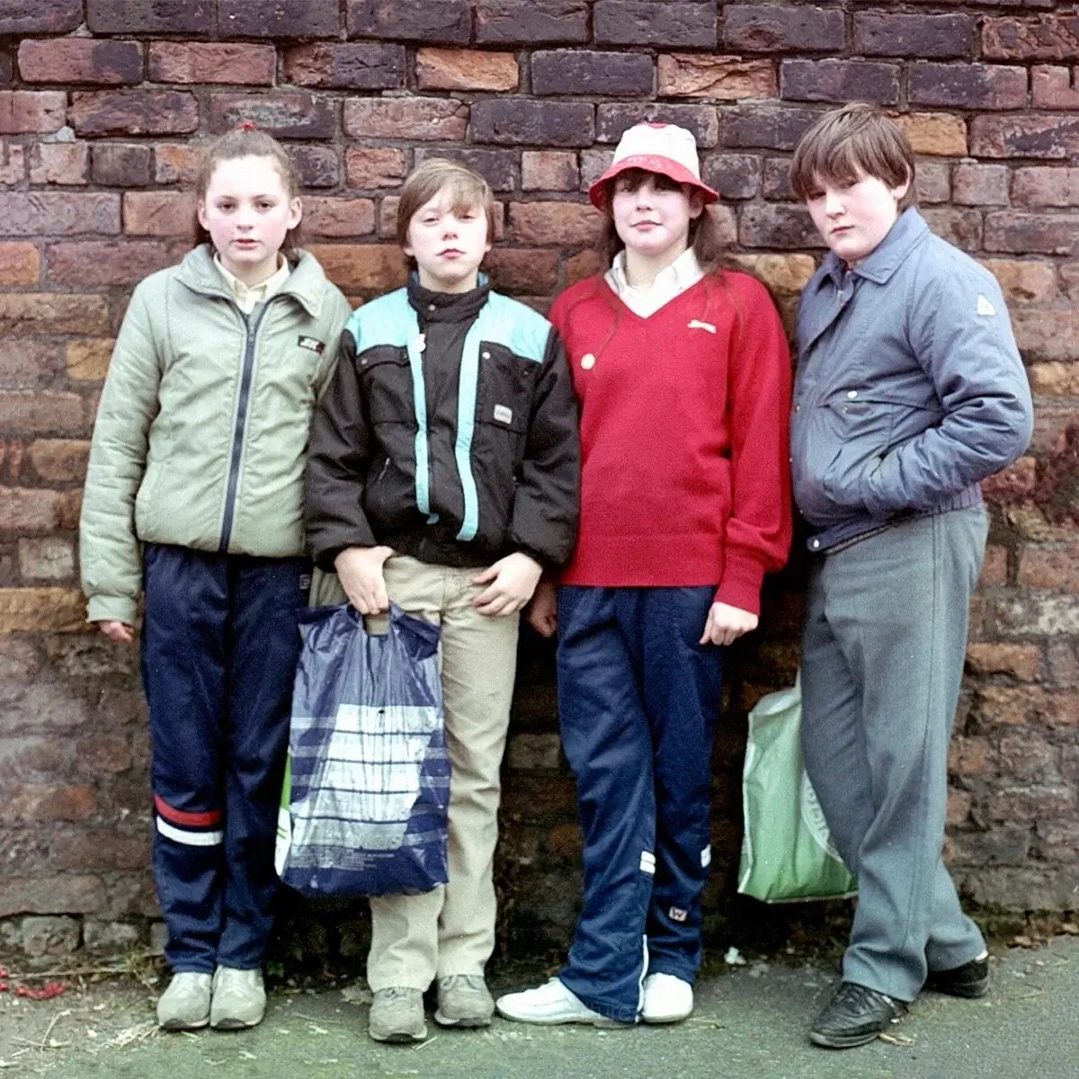 A red Slazenger and Walkerpants, Liverpool, 1990s © Rob Bremner