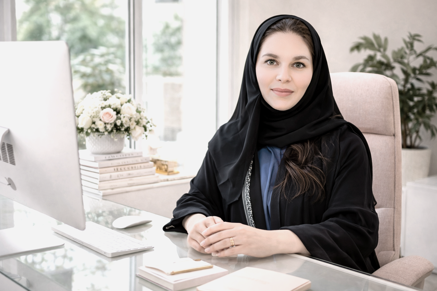 Basma SMA's founder in her office.