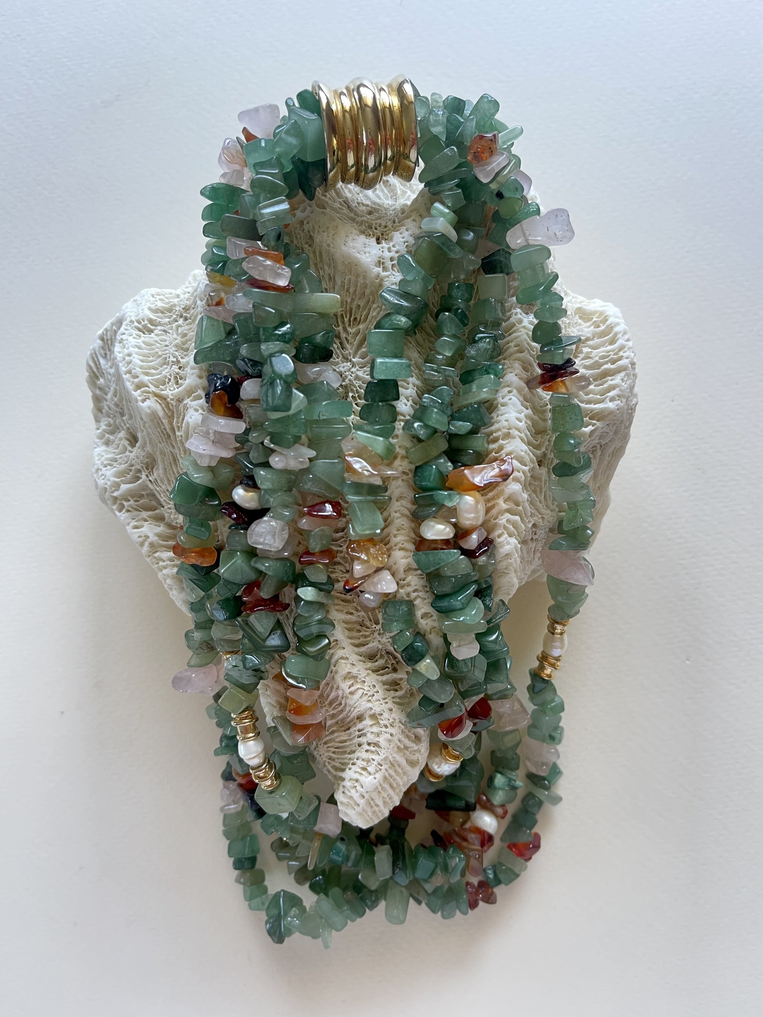 Vintage Gemstone and Freshwater Pearl Collar Necklace