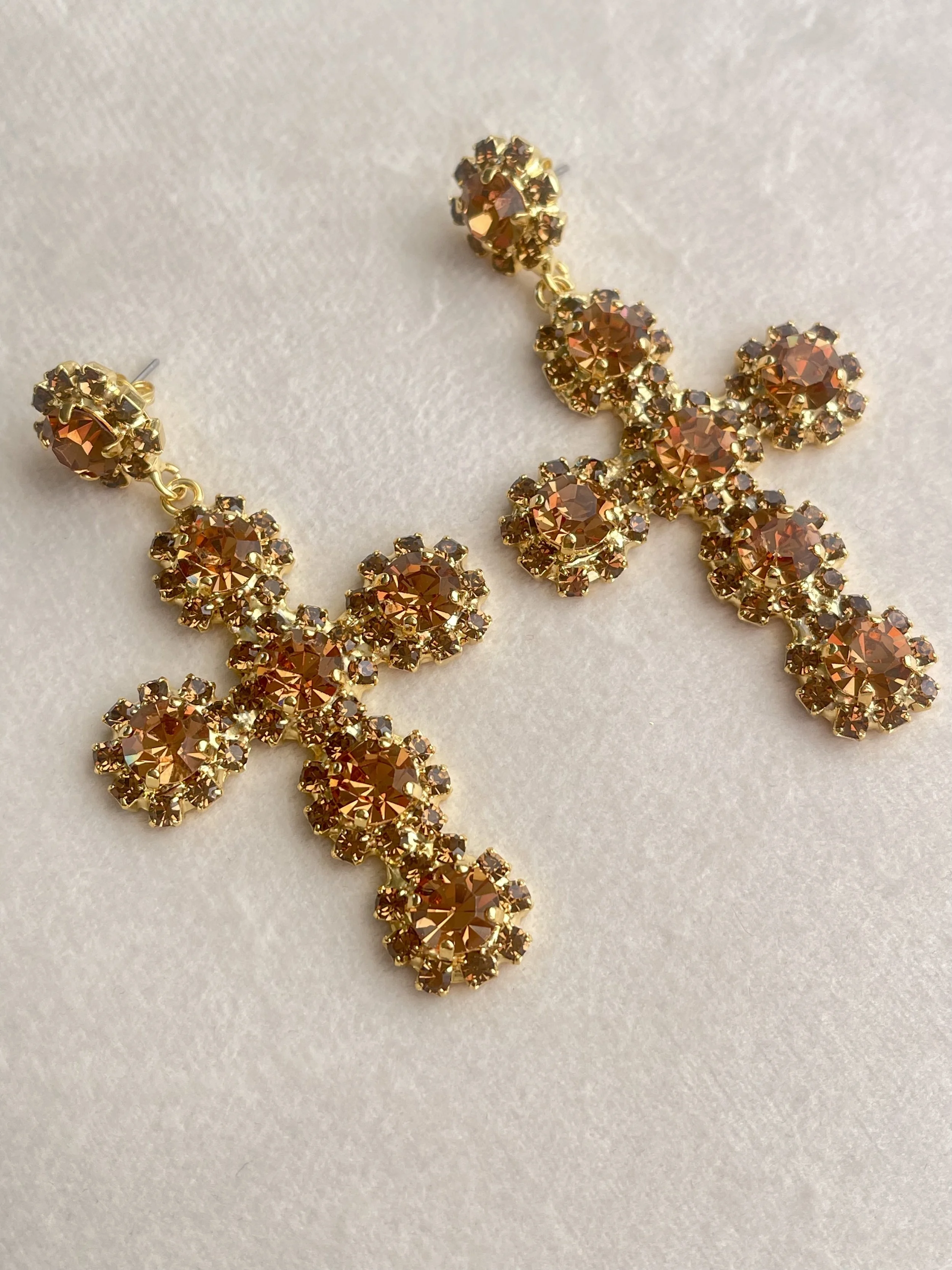 GRECIAN Crystal Cross Earrings