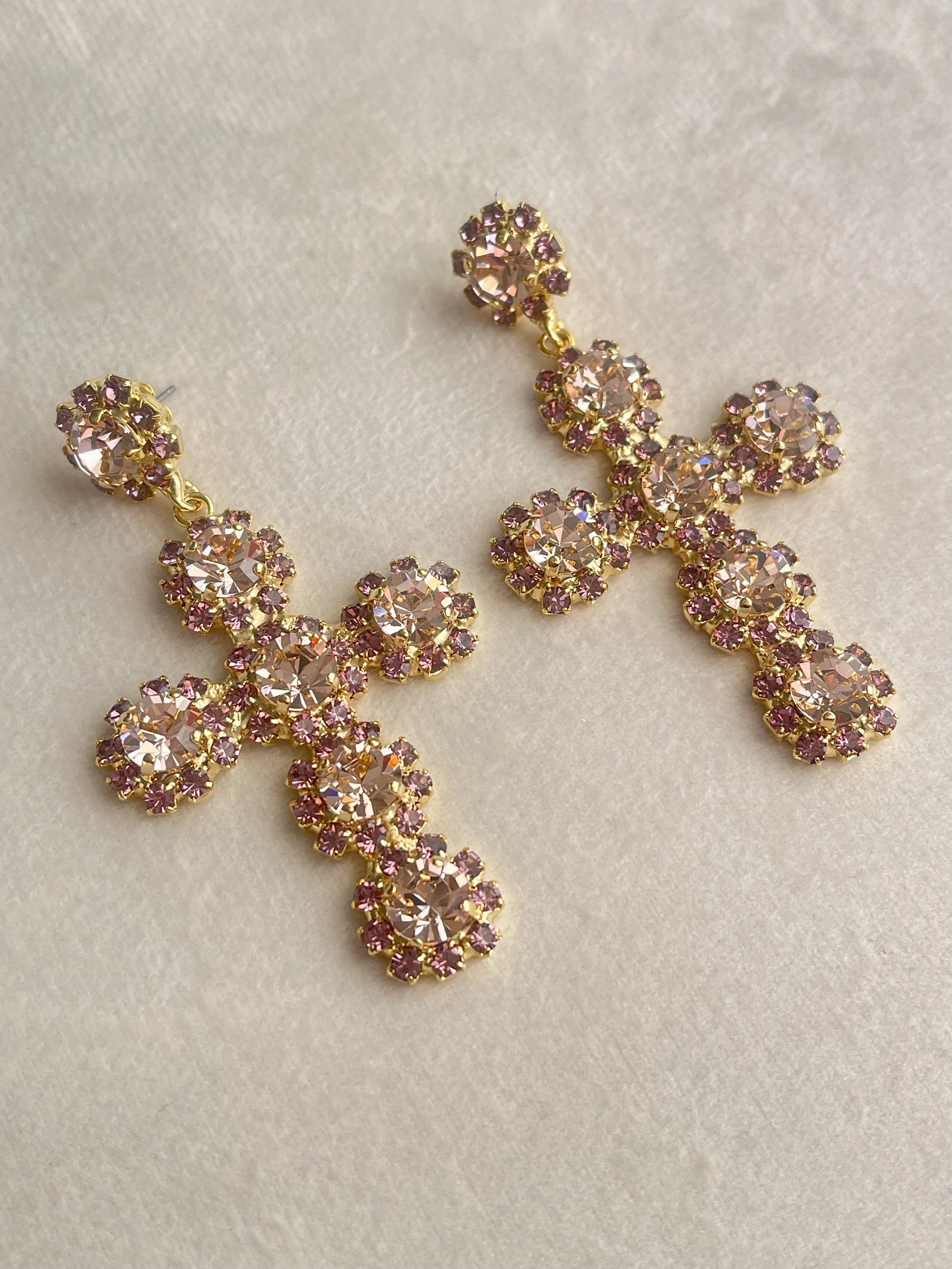GRECIAN Crystal Cross Earrings