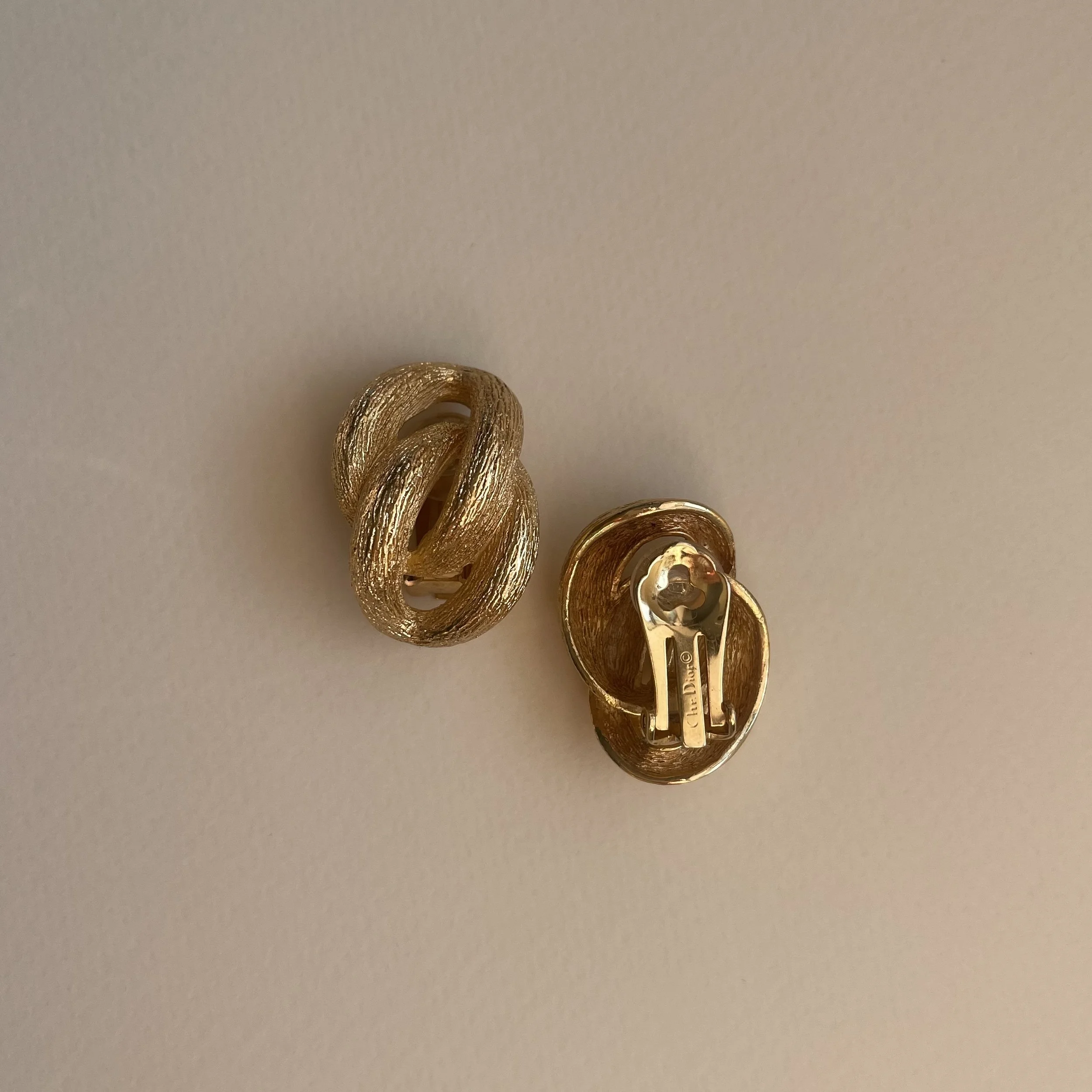 DIOR GILT GOLD LOVE KNOT EARRINGS