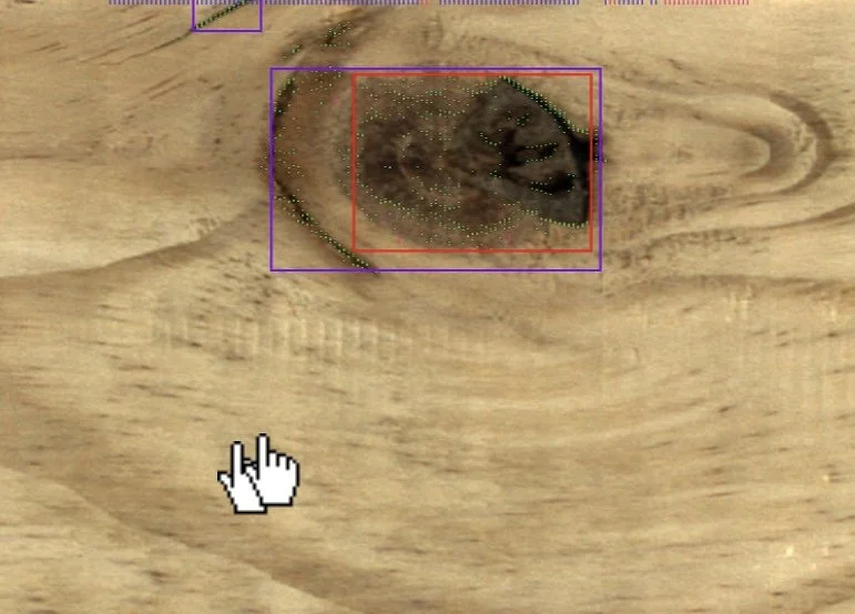 Ispezione del legno con scansione lase 3D. Scanner industriale del legno