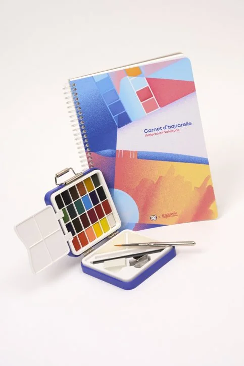 Kit duo nomade "Carnet de dessin et kit d'aquarelle de voyage" - Papier Tigre