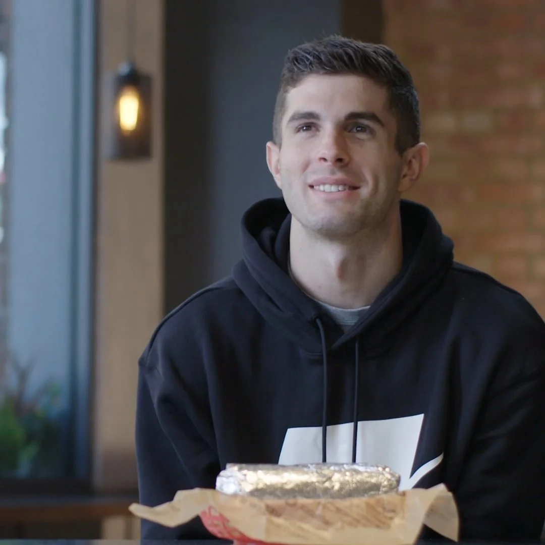 Still from Chipotle commercial featuring Christian Pulisic, edited by offline film editor Benjamin Lingard-Lane